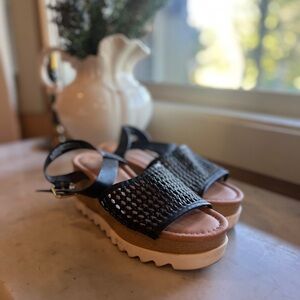 Black Woven Platform Sandals